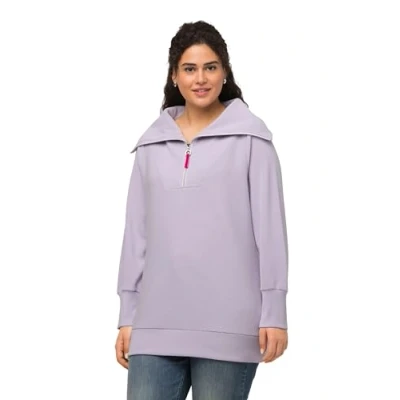 Immagine di Ulla Popken Zipper Langarm Felpa, Donna, Taglia: 42/44, Pastell flieder