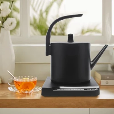 Immagine di bollitore elettrico intelligente, da 1 l, con controllo a 7 tempi, 1000 W, collo di cigno, per uffici, hotel, appartamenti