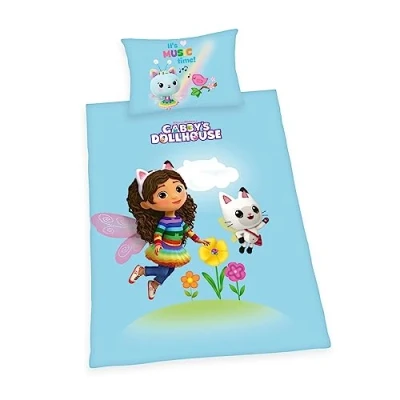 Immagine di Herding Set di Biancheria da letto La Casa delle Bambole Gabby, Federa 65 x 100 cm, Copripiumino 160 210 Con Cerniera Scorrevole Qualità, Cotone