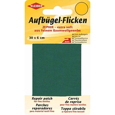 Immagine di Kleiber Nastro per riparazioni termoadesivo in Cotone Extra Morbido e Sottile 30 x 6 cm, Verde