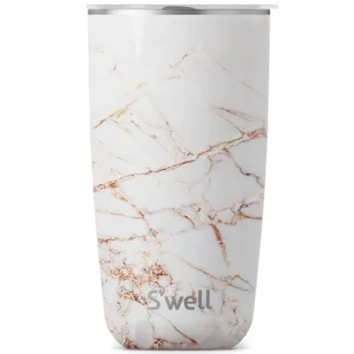 Immagine di S&#039;well Bicchiere Coperchio, 530 Ml, Oro Calacatta, da Viaggio a Triplo Isolamento Sottovuoto Senza Bpa/Bps con Coperchio Apribile, per Bevande Calde e Fredde