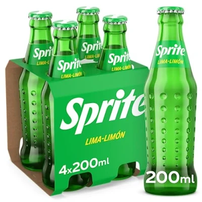 Immagine di Sprite Lime limone, basso contenuto di zuccheri e calorie, confezione da 4 bottiglie vetro 200 ml