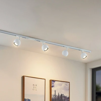Immagine di Lampada a binario &#039;Linaro&#039; dimmerabile (Moderno) colore Bianco, in Metallo ad es. Corridoio (4 luci, GU10) di Lindby monofase, faretti su