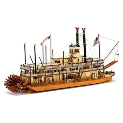 Immagine di Artesanía Latina Modellino di Nave in Legno a Vapore Americana, Piroscafo King of the Mississippi Modello 20515, Scala 1:80 Modelli da Assemblare Livello Avanzato