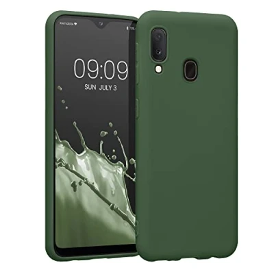 Immagine di kwmobile Custodia Compatibile con Samsung Galaxy A20e Cover Back Case per Smartphone in Silicone TPU Protezione Gommata verde scuro matt