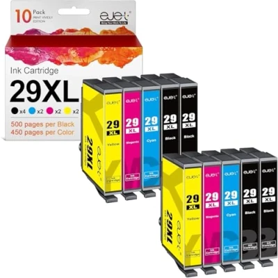 Immagine di ejet 29XL Cartuccia d&#039;inchiostro Compatibile per Epson 29 Expression Home XP 342 245 442 235 335 432 435 332 345 247 445(4 Nero,2 Ciano,2 Magenta,2 Giallo)