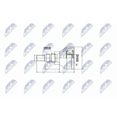 Immagine di NTY NPZ DW 027 Kit Giunto Omocinetico Cambio manuale, Trasmissione automatica Assale posteriore Sx, Dx,