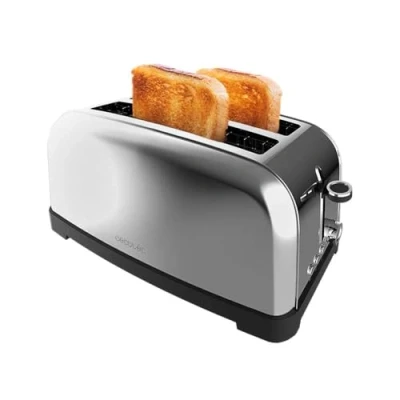 Immagine di Cecotec Tostapane Verticale 2 Slot Lunghe Toastin&#039; time 1500 Inox Lite. W, 4 fette di pane, fessura larga 3,8 cm, supporto per panini e vassoio raccogli briciole, acciaio inossidabile