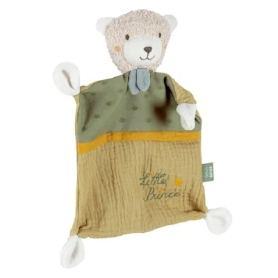 Immagine di Fehn Panno di Coccole Orso &#039;Prince&#039;, Compagno Giochi e in Cotone Biologico (Certificato Biologico), con Slogan Ricamato Personalizzato, per Neonati Bambini da 0+ Mesi
