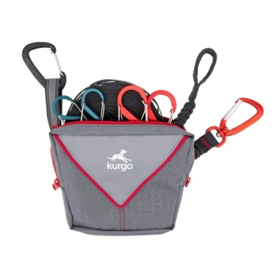 Immagine di Kurgo Ridgeline Zipline per cani da campeggio, guinzaglio elastico 23 cm, riflettente, moschettone in alluminio, borsa il trasporto inclusa