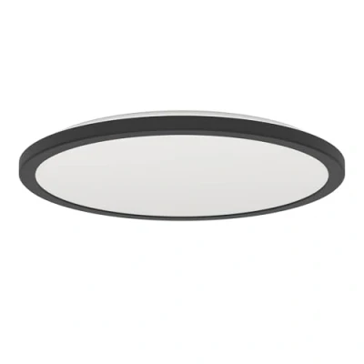 Immagine di Eglo Rovito Plafoniera a LED, rotonda, con telecomando, per bagno, lampada da soffitto in plastica di colore nero e bianco, luce bianca calda fredda, IP44, diametro 39 cm