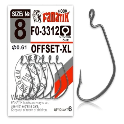 Immagine di FANATIK ami da Pesca Offset XL FO 3312 misure8, 6, 4, 2, 1, 1/0, 2/0, 3/0, 4/0, 5/0 Ganci per Gomma Esche Jig Hook for Soft Baits Lures Fanatic Amo Gancio (Nero, 49mm #4/0 3 Pezzi)
