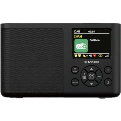 Immagine di Kenwood CR M33DAB B Radio portatile DAB+ con Bluetooth, batteria agli ioni di litio integrata e display a colori da 6,1 cm, porta ricarica USB C, uscita cuffie (stereo), nero
