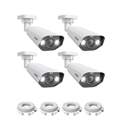 Immagine di ZOSI 4K Kit di 4X Telecamera PoE Aggiuntiva con Cavo Ethernet, Audio Bidirezionale, Visione Notturna a Colori, Rilevamento Umano, (Modello NVR: ZR08DN, ZR16DK, ZR16SK, ZR08SN)