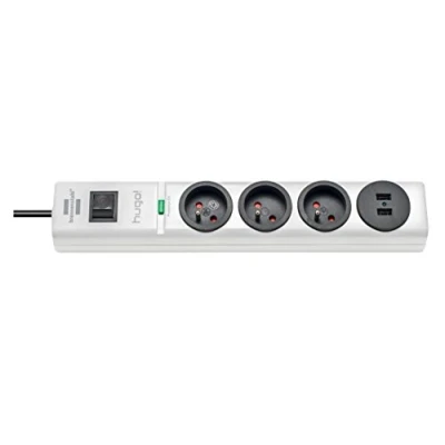 Immagine di Brennenstuhl Hugo Multipresa 3 prese/2 prese USB con protezione da sovratensioni cavo 2 m, 230 V, bianco, 1150611523, voltsV