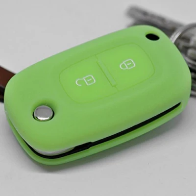 Immagine di Key Soft Case Cover protettiva Chiave per auto Renault Kangoo Smart Forfour Clio Mercedes Benz pieghevole Citan Remote/Colore: verde fluorescente (brilla al buio!)