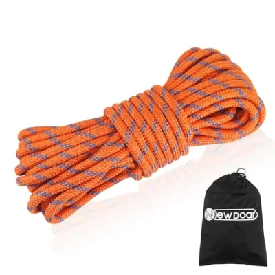 Immagine di NewDoar corda statica da arrampicata 10 mm, accessorio per arboricoltore, alpinismo, barche a vela, linee di banchina, trascinamento (arancione, 6 m)