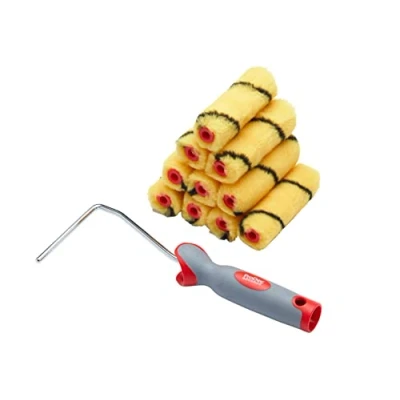 Immagine di ProDec PRRF003 11 pezzi 10,2 cm Medium Pile Tessuto Mini Rulli per vernice con telaio morbido una finitura liscia pittura vernici emulsione su pareti interne e soffitti, cm, rosso