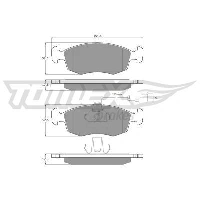 Immagine di TOMEX brakes TX 14 11 Kit pastiglie freno Assale anteriore Con contatto segnalazione usura FIAT: Punto II Hatchback, Doblo I Station Wagon