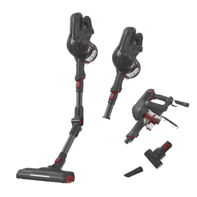 Immagine di Hoover HF1 Aspirapolvere Con Tubo Flessibile, Senza Filo, Sacco, 180 W, 0,9 Litri, Autonomia 30 Minuti, Luce LED, Mini Turbo Spazzola, Grigio [HF103PX]
