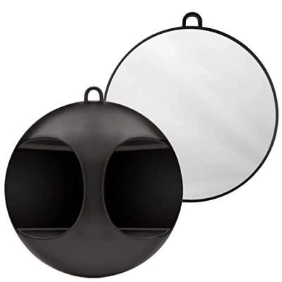 Immagine di Kurtzy Specchio da Parrucchiere Rotondo Portatile a Mano o Appendere per Barbiere Accessori, Saloni ed Estetiste con Manico Mostrare la Testa, Tagli di Capelli e Styling