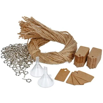 Immagine di com four® 100x set di accessori per riempire, decorare e appendere barattoli spezie con tappi sughero mini bottiglie vetro fai da te (100 pezzi accessori)