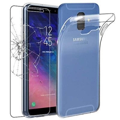 Immagine di ebestStar Cover per Samsung A6+ 2018 Galaxy A6 PLUS SM A605F, Custodia Silicone Trasparente, Protezione TPU Antiurto, Morbida Sottile Slim, Trasparente + Vetro Temperato