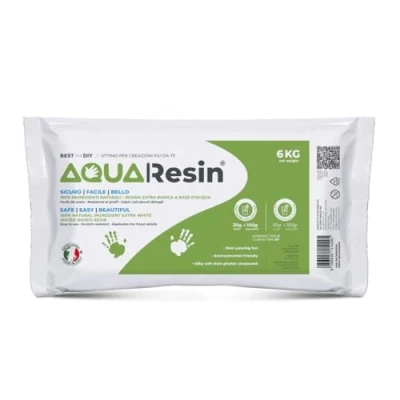 Immagine di AQUA RESIN Resina Minerale in Polvere Bianca Atossica e Sicura al 100% da miscelare con Acqua, Colorabile Ideale Usare negli stampi, Fai te (6 kg)