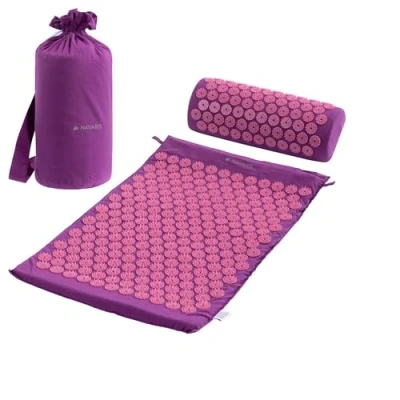 Immagine di Navaris Set per Agopressione Tappetino e Cuscino 1x Tappeto Svedese Chiodato con Borsa Materassino Cuscinetto Yantra Mat Sole Indiano
