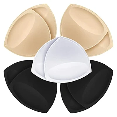 Immagine di SKENGWEL 5 Paia di cuscinetti per reggiseno a Triangolo da donna, rimovibili, push up, coppe ricambio bikini top costume bagno, 3 Colore C/D, C/D