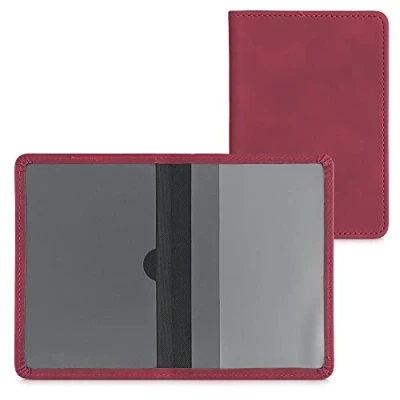 Immagine di kwmobile Custodia per Libretto Circolazione Auto in Tessuto Cover Portalibretto con Scomparti Tessere Patente Foderina Porta Documenti rosso scuro