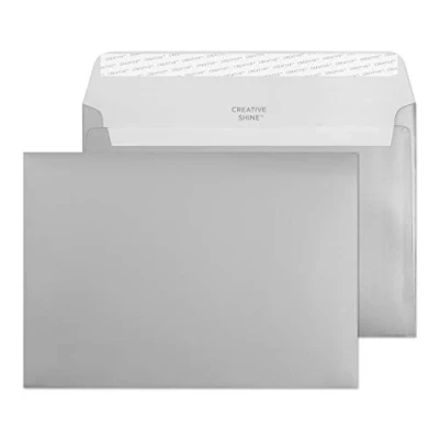 Immagine di Blake Shine Metallic 162 x 229 mm 130 g/m2 Portafoglio Stacca e sigilla (45312) Argento metallizzato, Confezione da 500