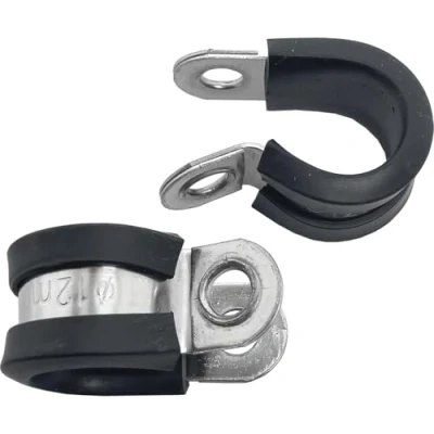 Immagine di Lumonic 5x fascette per tubi da 12mm con inserto in gomma acciaio inox V2A I cavi avvitare fascetta 12mm, t
