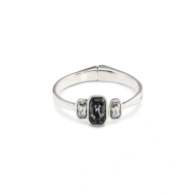 Immagine di UNO de 50 Bracciale placcato in argento sterling con molla nascosta, 2 cristalli bianchi laterali e 1 grigio centrale, Talla única, Argento, Nessuna pietra preziosa