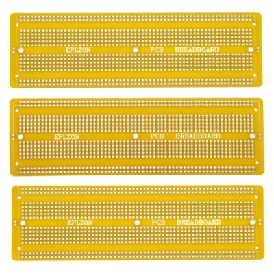 Immagine di EPLZON 3pezzi 6.8&quot;x2.05&quot; Breadboard Solderable Prototype PCB Board Kit per Elettronica Progetti Compatibile DIY Saldatura Circuit Board,Giallo