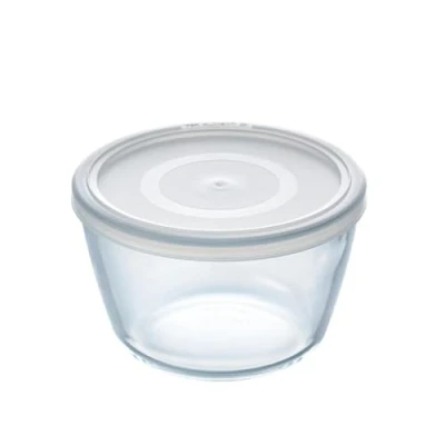 Immagine di PYREX Cook&amp;Freeze Contenitore Tondo con Coperchio, Vetro, Bianco, 1,1 Litri, L
