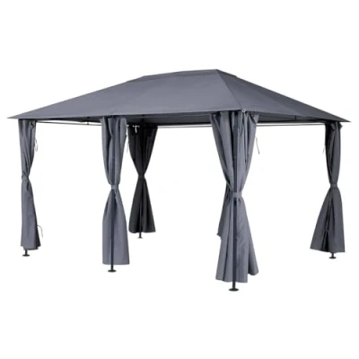 Immagine di Gazebo rettangolare in ardesia &quot;Santorini&quot; 4x3m acciaio trattato con polveri epossidiche