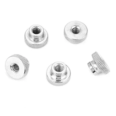 Immagine di M3 M4 M5 M6 M8 M10 5pcs parti di fissaggio dadi acciaio al carbonio nichelato stringere a mano la manopola con testa zigrinata dadi(M5)