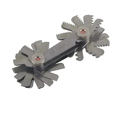 Immagine di Misuratore di Filo Calibro Filettatura Strumento Misura Passo Vite 60 Gradi in Acciaio Inox (Metric&amp;Imper)