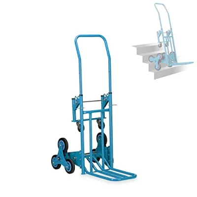 Immagine di Carrello per scale con 8 ruote Portata MAX 200 KG Carrellino Porta Pacchi Pieghevole 2 in 1 Montascale Manuale