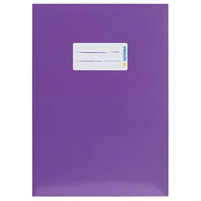 Immagine di HERMA 19770 copertina per quaderni, formato A5, in cartone viola, con etichetta carta robusta e extra resistente, quaderni scolastici, colorata