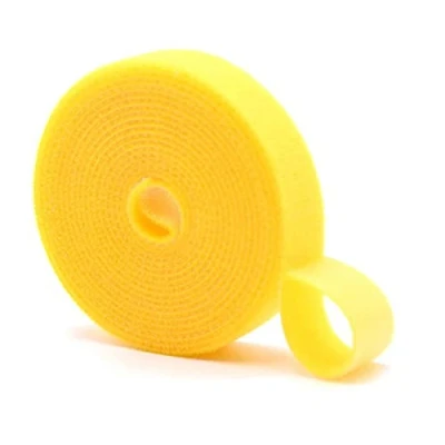 Immagine di 5 m di fissaggio nastro gancio e loop cinghie fascette per la gestione dei cavi, 1 cm larghezza, giallo