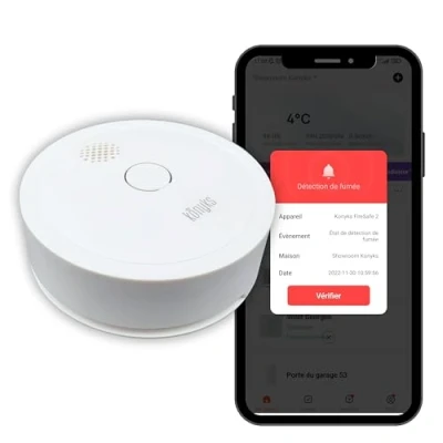 Immagine di Konyks Firesafe², rilevatore di fumo connesso Wi FI, notifiche da smartphone, Autonomia 5 anni, batteria inclusa Scenari domotici, Nessun hub richiesto