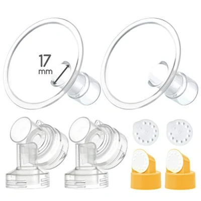 Immagine di Maymom 17 mm, 2 x pettorali in due pezzi, connettore base con valvola e membrana compatibile tiralatte Medela; scudo piccolo (17 mm)
