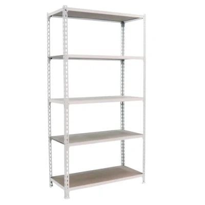 Immagine di SimonRack Scaffale Metallo Garage, 5 Ripiani Legno, 150 kg di Punto Flessione, 2000x1000x400 mm, Senza Viti, Bianco/Legno Maderclick