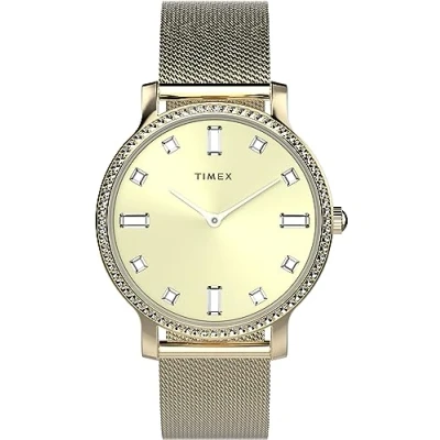 Immagine di Timex Orologio automatico Peanuts da uomo, 40 mm, cinturino a sgancio rapido in due pezzi pelle nera, quadrante color argento, cassa acciaio inox TW2W54000