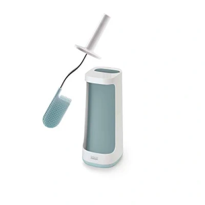 Immagine di Joseph Flex Plus Portascopino Igienico Bagno Spazzola WC con Contenitore Portaoggetti, Spazzolone resistente, Testa Flessibile, Setole Antigoccia, Anti Intasamento Grande Blu/Bianco