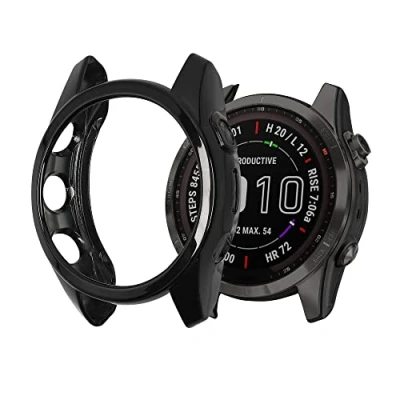 Immagine di kwmobile Protezione Orologio Compatibile con Garmin Fenix 7S / Solar Cover Lunotto Smartwatch Fitness Tracker Case Silicone Nero/Argento
