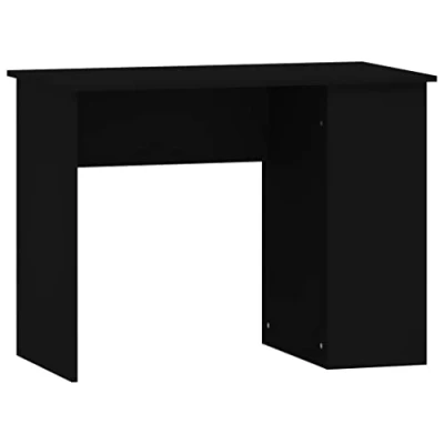 Immagine di vidaXL scrivania Nera 100x55x75 cm in Legno Multistrato, da computer, autoportante, con mensole, studio