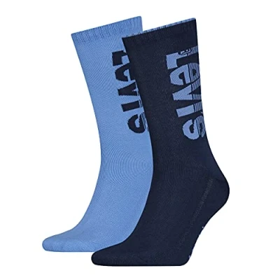 Immagine di Levi&#039;s Diagonal Logo Regular Cut Socks 2 Pack Calzino Classico, Blue Combo, 39 Unisex Adulto